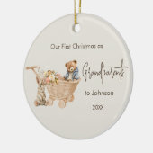 ベビー祖父母初めてのクリスマス写真テディベア セラミックオーナメント (左)
