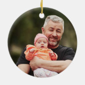 ベビー祖父母初めてのクリスマス写真テディベア セラミックオーナメント (裏面)
