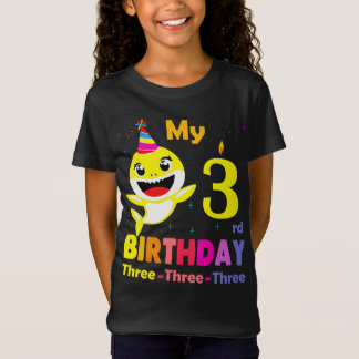 ベビー私の3番目の誕生日 – ベビーパーティーシャークギフトfor tシャツ