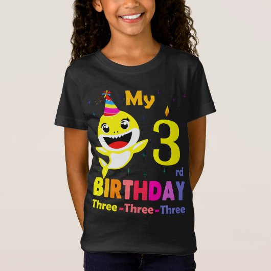 ベビー私の3番目の誕生日 – ベビーパーティーシャークギフトfor tシャツ (正面)