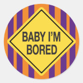 ベビー私は退屈オレンジパープルストライプズ ラウンドシール (正面)