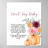 ベビー秋カボチャのバーガンディーピンクのフローラ ポスター (正面)