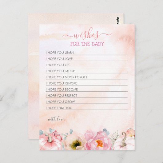 ベビー秋カボチャ女の子の赤ちゃんシャワーの願い ポストカード (正面/裏面)