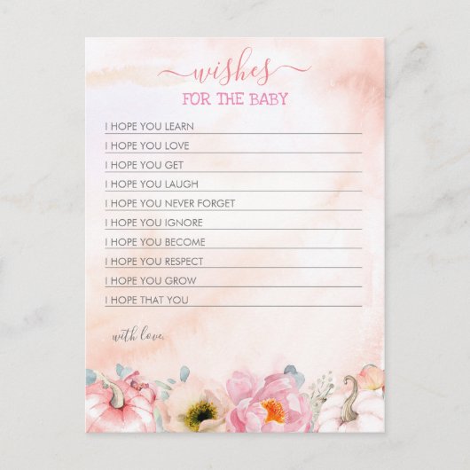 ベビー秋カボチャ女の子の赤ちゃんシャワーの願い ポストカード (正面)