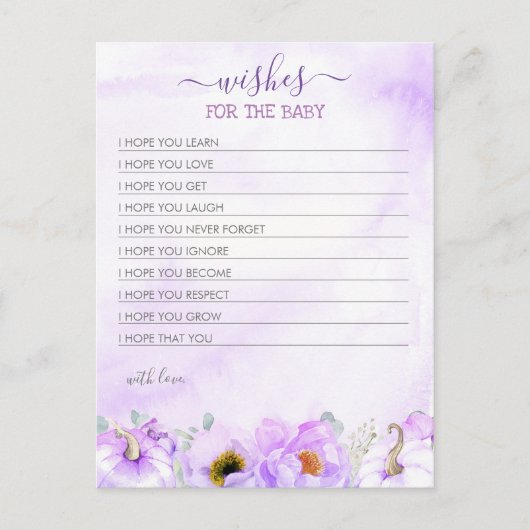 ベビー秋カボチャ女の子の赤ちゃんシャワーの願い ポストカード (正面)