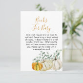 ベビー秋カボチャ緑のための赤ちゃんシャワー本 エンクロージャーカード (スタンド正面)