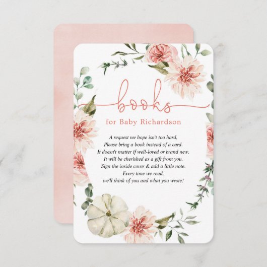 ベビー秋カボチャ緑ベビーシャワー用の本E エンクロージャーカード (正面/裏面)