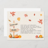 ベビー秋ベビーシャワー用カボチャ農本 エンクロージャーカード (正面/裏面)