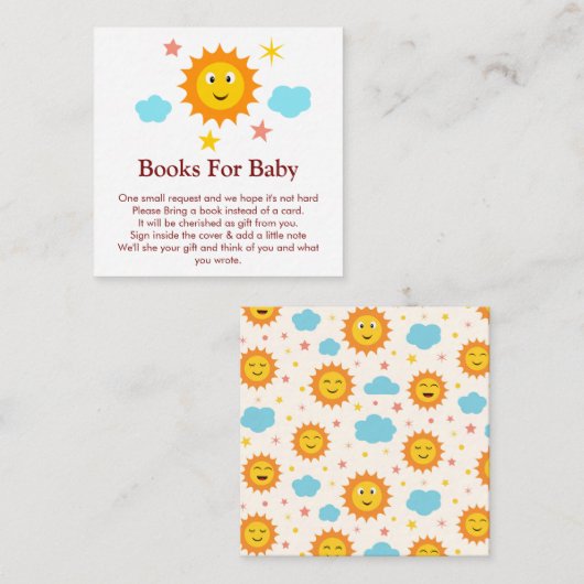 ベビー笑顔サンシャインベビーシャワー用ブック エンクロージャーカード (正面/裏面)