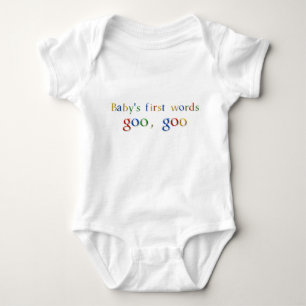 ベビー第1はべたつく物、べたつく物のgoogleのTシャツを言い表わします(背 ベビーボディスーツ