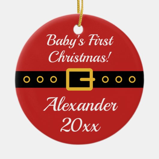 ベビー第1クリスマスサンタクロースの木のオーナメント セラミックオーナメント (正面)