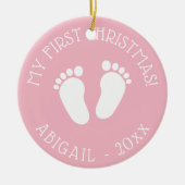 ベビー第1クリスマスツリーかわいい足跡オーナメント セラミックオーナメント (正面)