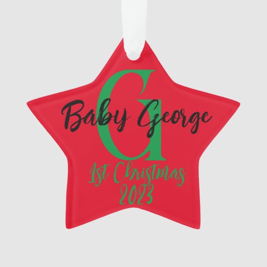 ベビー第1クリスマスツリーオーナメントモノグラム オーナメント (正面)