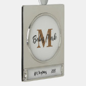 ベビー第1クリスマスツリーオーナメントモノグラム シルバープレートバナーオーナメント (右)