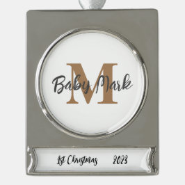 ベビー第1クリスマスツリーオーナメントモノグラム シルバープレートバナーオーナメント