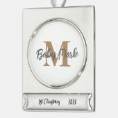 ベビー第1クリスマスツリーオーナメントモノグラム シルバープレートバナーオーナメント (左)