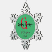 ベビー第1クリスマスツリーオーナメントモノグラム スノーフレークピューターオーナメント (右)