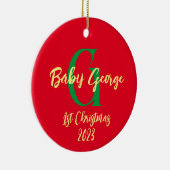 ベビー第1クリスマスツリーオーナメントモノグラム セラミックオーナメント (右)