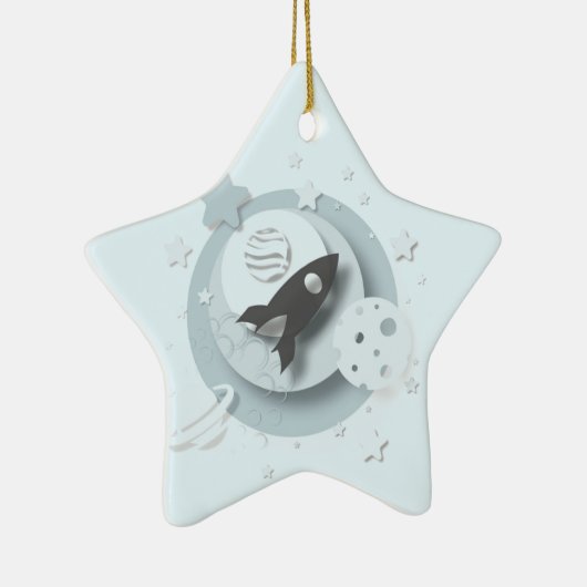 "ベビー第1クリスマス"の月及び星の装飾 セラミックオーナメント (右)