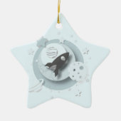 "ベビー第1クリスマス"の月及び星の装飾 セラミックオーナメント (正面)