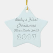 "ベビー第1クリスマス"の月及び星の装飾 セラミックオーナメント (裏面)