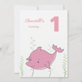 ベビー第1ドルフィンアンダーザシー誕生日招待状 招待状 (正面)