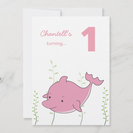 ベビー第1ドルフィンアンダーザシー誕生日招待状 招待状 (正面)