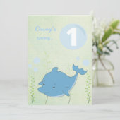 ベビー第1ドルフィンアンダーザシー誕生日招待状 招待状 (スタンド正面)