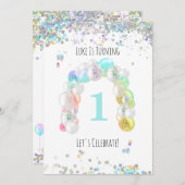 *~*ベビー第1バルーンボーイ誕生日  招待状 (正面/裏面)