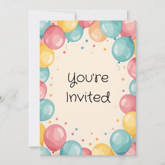 ベビー第1バースデーバルーンデザイン 招待状 (正面)