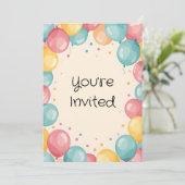 ベビー第1バースデーバルーンデザイン 招待状 (スタンド正面)