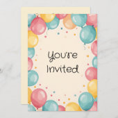 ベビー第1バースデーバルーンデザイン 招待状 (正面/裏面)