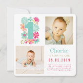 ベビー第1位の誕生日フォトカード 招待状 (正面)
