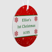 ベビー第1初めてのクリスマスエレガントレッドスノーフレーク オーナメント (正面)