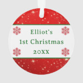 ベビー第1初めてのクリスマスエレガントレッドスノーフレーク オーナメント (裏面)