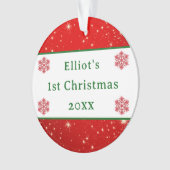 ベビー第1初めてのクリスマスエレガントレッドスノーフレーク オーナメント (正面)