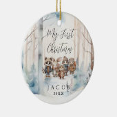 ベビー第1初めてのクリスマススノーウィーウィンターウッドランドサー セラミックオーナメント (右)