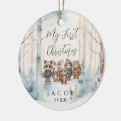 ベビー第1初めてのクリスマススノーウィーウィンターウッドランドサー セラミックオーナメント (左)