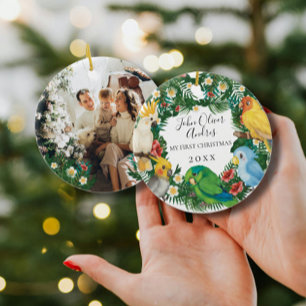 ベビー第1初めてのクリスマストロピカルエキゾチックパロット セラミックオーナメント