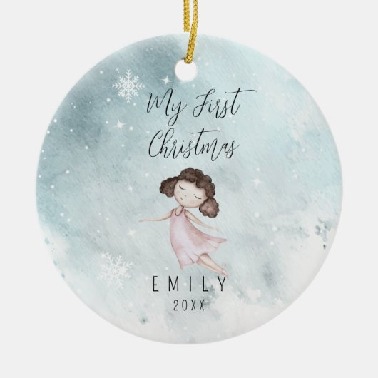 ベビー第1初めてのクリスマスベビーガール セラミックオーナメント (正面)
