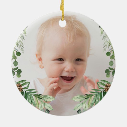 ベビー第1初めてのクリスマス森林動物 セラミックオーナメント (裏面)