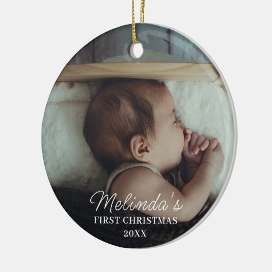 ベビー第1初めてのクリスマス生まれたばかりのファミリー写真 セラミックオーナメント (左)