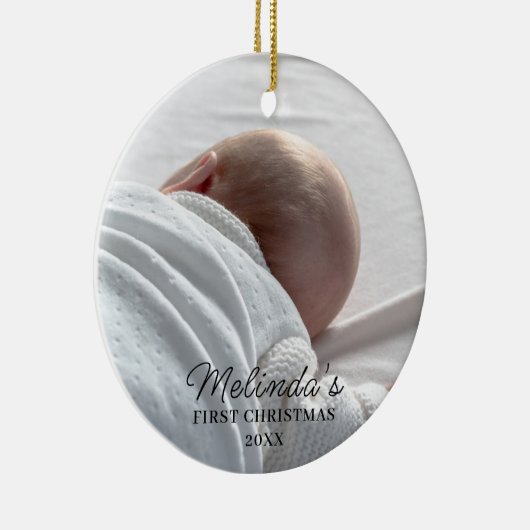 ベビー第1初めてのクリスマス生まれたばかりの新生児写真 セラミックオーナメント (右)