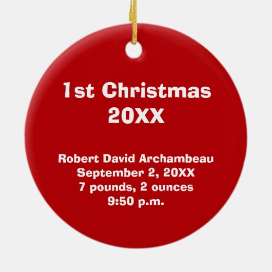 ベビー第1回すてきクリスマス記念オーナメント セラミックオーナメント (裏面)