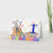 ベビー第1回イースター絵画バニーのイースターエッグ シーズンカード (正面)