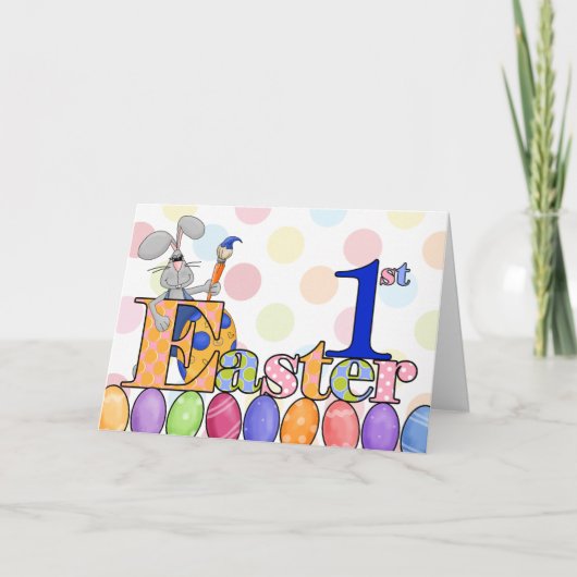 ベビー第1回イースター絵画バニーのイースターエッグ シーズンカード (正面)