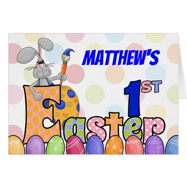 ベビー第1回イースター絵画バニーの卵と名前 (正面横)