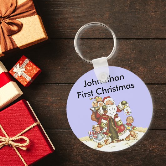 ベビー第1回クリスマスかわいいサンタキッズ キーホルダー