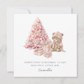 ベビー第1回クリスマスかわいいテディベア シーズンカード (正面)