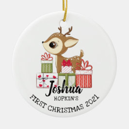 ベビー第1回クリスマスかわいい冬の子鹿ドゥ セラミックオーナメント